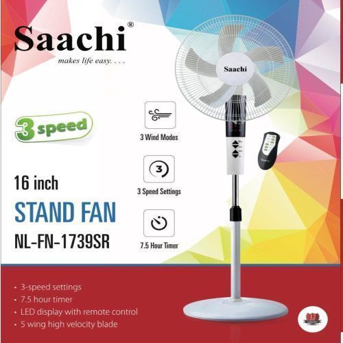 16 Inch Stand Fan With Remote Control, 3 Speed, 3 Wind Modes - White(1 YR WRTY) image
