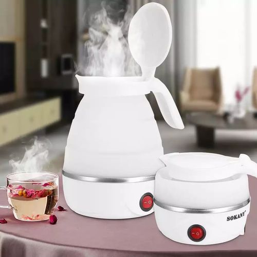 0.7L Expandable & Collapsible Travel Silicone Portable Electric Kettle (White) image