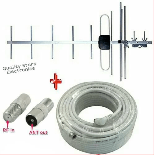 Startimes Star-aerial Digital Antenna + 10 Meter Cable + One RF Pin – Silver,White image