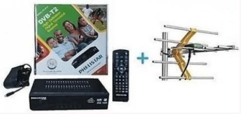 Phelistar FREE To Air TV Digital Decoder + Digital Receiver Antenna Black, Silver image