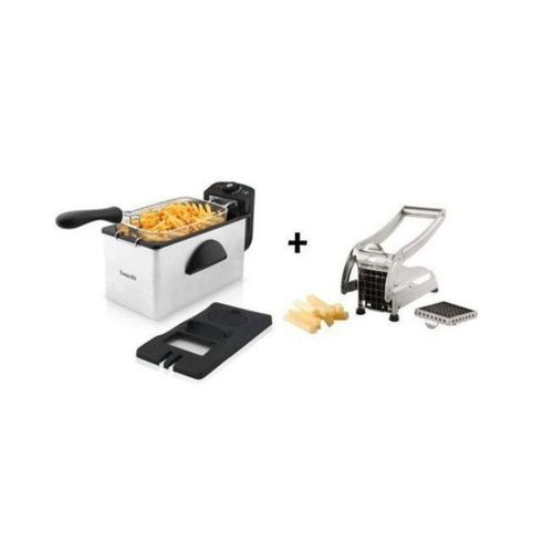 Commercial Deep Fryer 3ltr And Potato Chipper - Silver image