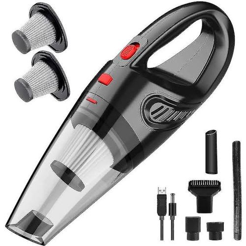 Portable Auto Home, Car Vacuum Cleaner Dust Busters , Hand Vacuum Cordless Rechargeable Low Noise Wet And Dry Use -Black. image