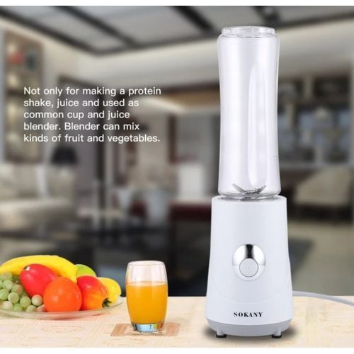 Portable Blender With Sports Bottle Protein Fruit Smoothie Maker - White image