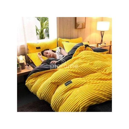 4Pcs,1 BedCover, 2PillowCases And 1 BedSheet - Yellow image