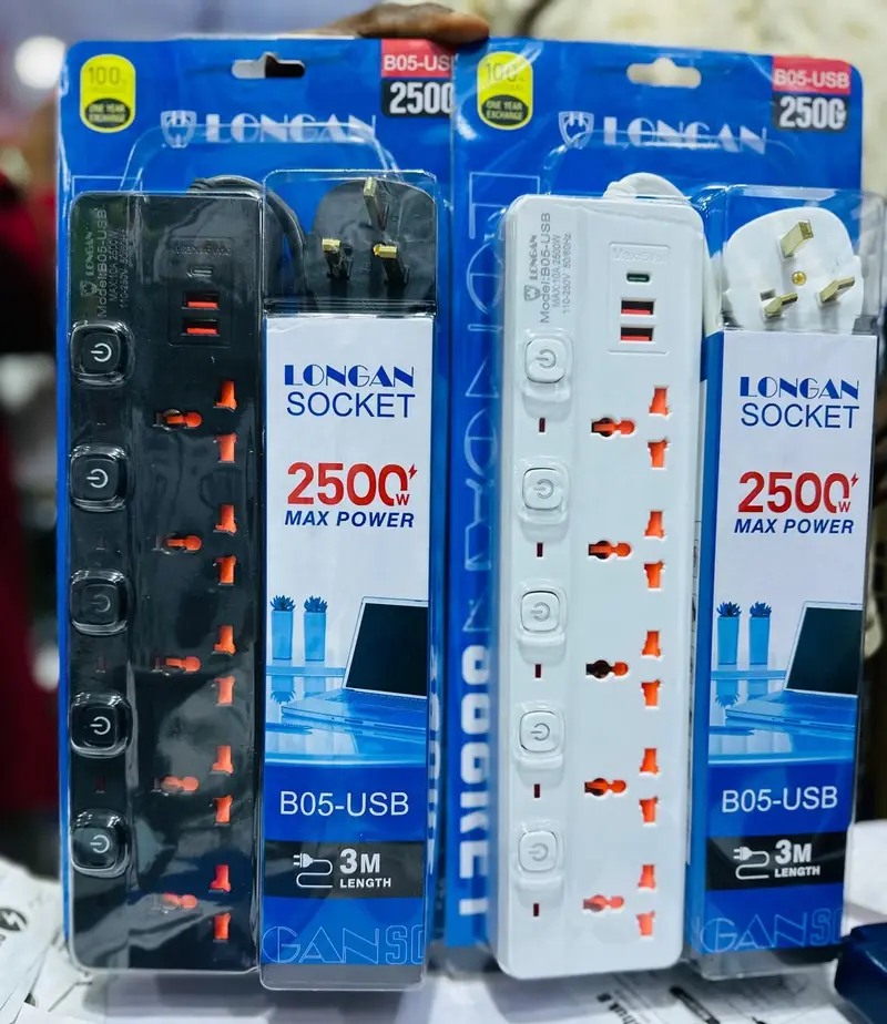 Longan 3M 5 Way Extension Cable with 2 USB Ports and Type C image