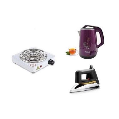 Single Coil Hotplate, Flat Iron & Kettle 2.5L - Color Of Kettle May Vary image