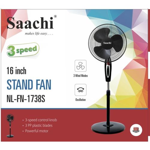 Buy One Get One Free 3 Speed Round Base Stand Fan - Black image