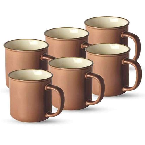 Set of 6 Coloured Cereamic Cups -Ginger colours A003-107,A108 (Colour May Vary) image