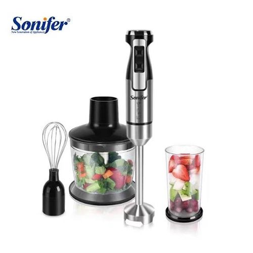 3-in-1 Hand Blender Set With Whisker, Chopper, And Measuring Cup image