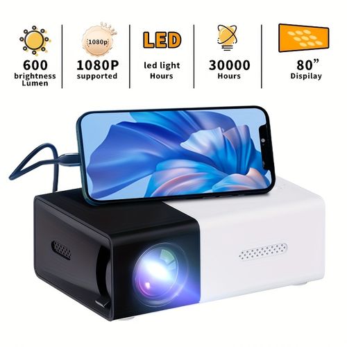 Mini Portable Outdoor HD Projector, Compatible With USB, AV, TV Box, Laptop image