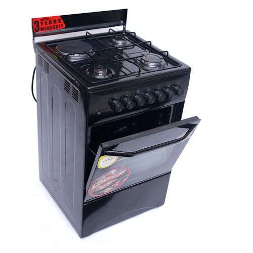50 X 50Cm 3 Gas + 1 Electric Plate Gas Cooker & Oven C5031E-B- Black image