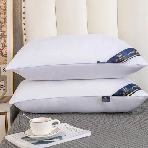 Cozy Bed Pillows (2 Pieces) High Quality Cotton Big Pillows White image