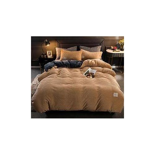 Luxury Coral Velvet Duvet King Size - Brown image