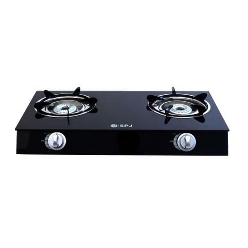Double Burner Glass Gas Stove With Auto Ignition - Black image